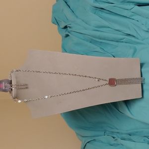 Paparazzi Silver chain w/ taupe pendant and chain danglys with matching earrings